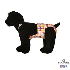 Colorful Houndstooth on White Escape-Proof Washable Dog Diaper Overall