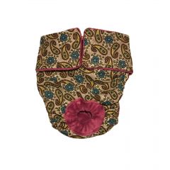 Yellow Paisley and Blue Flower Washable Dog Diaper