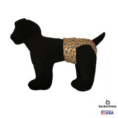 Yellow Paisley and Blue Flower Washable Dog Diaper
