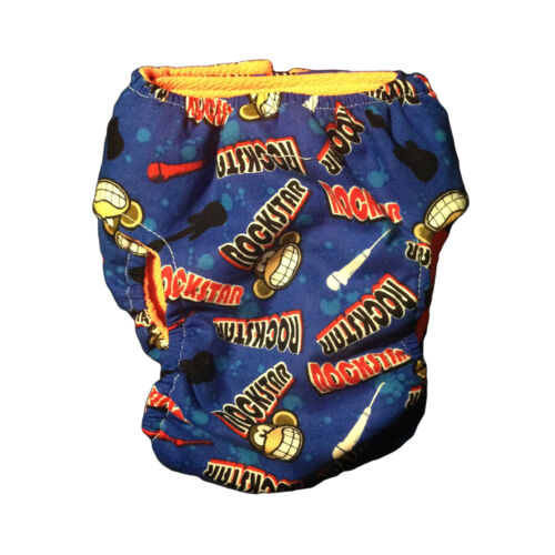 blue monkey rockstar diaper - back blue monkey rockstar diaper - back