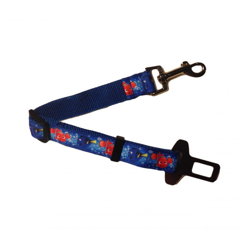 Adjustable Car Safety Belt for Dogs made from Finding Nemo fabric