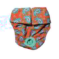Teal Paisley on Orange Premium Waterproof Dog Diaper