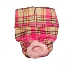 Pink Plaid Washable Dog Diaper