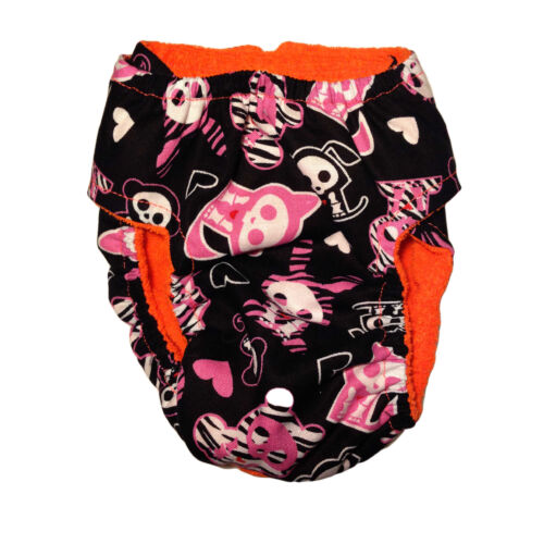 pink skelanimals on black diaper - back pink skelanimals on black diaper - back