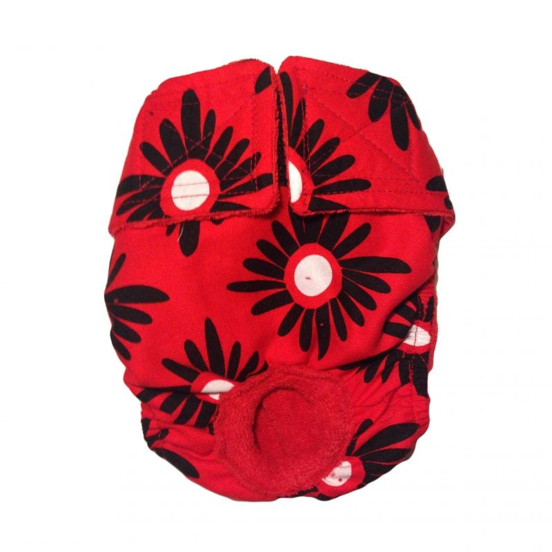 Red and Black Flower   Cat Diaper