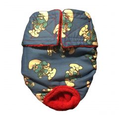 Washable Dog Diaper made from Smurf fabric
