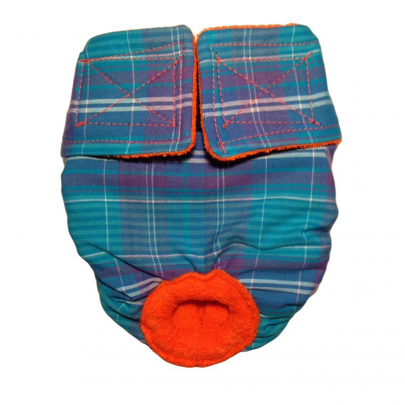 Teal Plaid   Cat Diaper