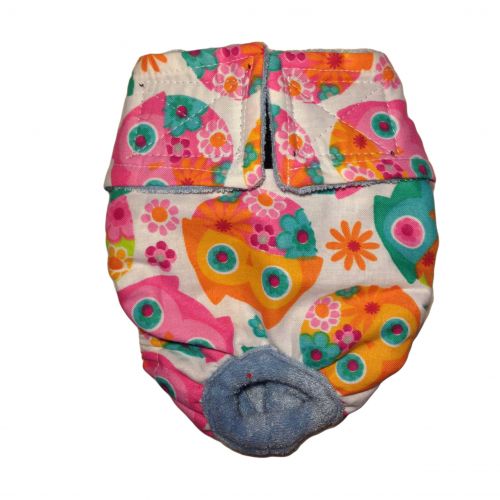 pink owl and flower diaper