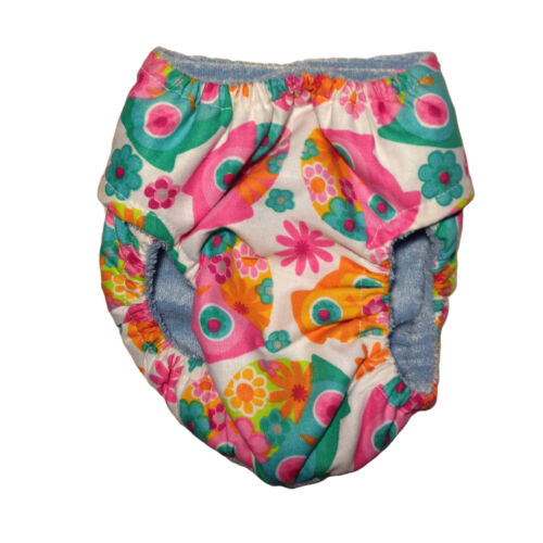 pink owl and flower diaper - back pink owl and flower diaper - back