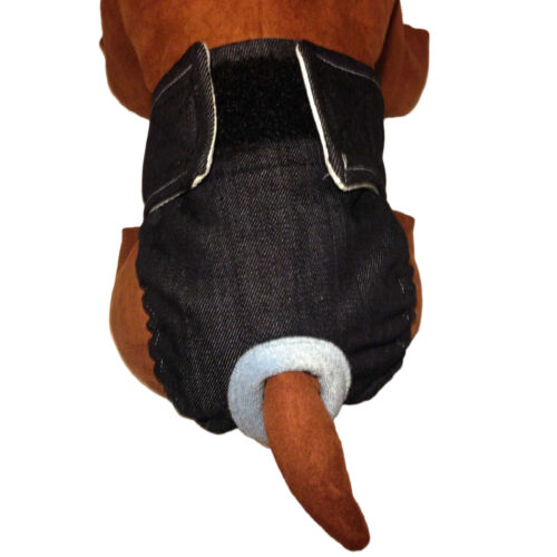 Barkertime Denim Washable Dog Diaper for Male and Female Dogs