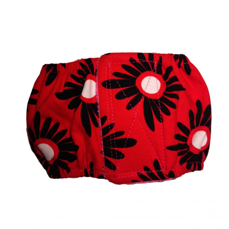 Red and Black Flower  Dog Belly Band
