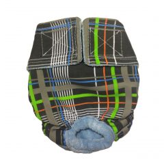 Gray Plaid Neon Stripes Washable Cat Diaper