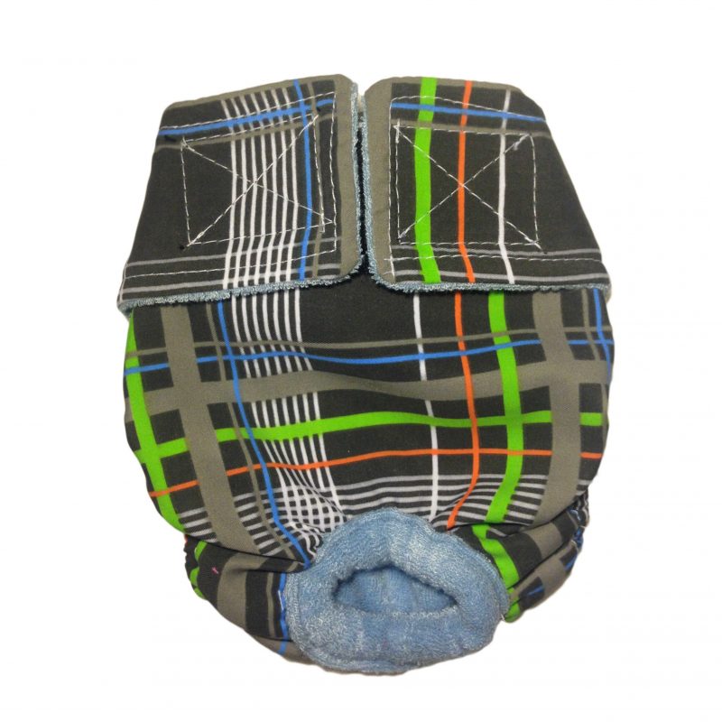 Gray Plaid Neon Stripes   Cat Diaper