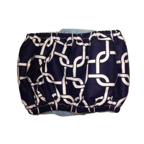 white square chains on navy blue belly band - back white square chains on navy blue belly band - back