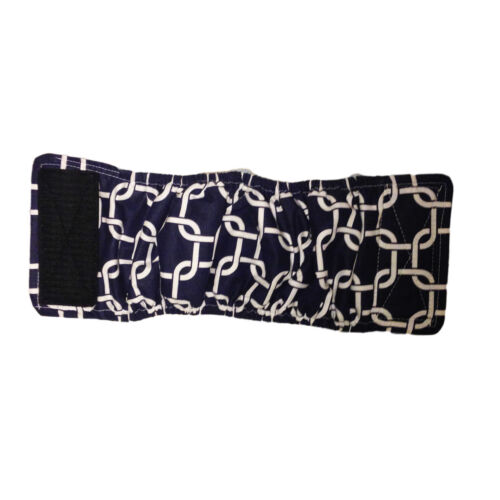 white square chains on navy blue belly band - full white square chains on navy blue belly band - full