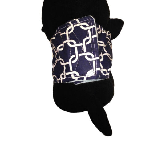 white square chains on navy blue belly band - model 2 white square chains on navy blue belly band - model 2