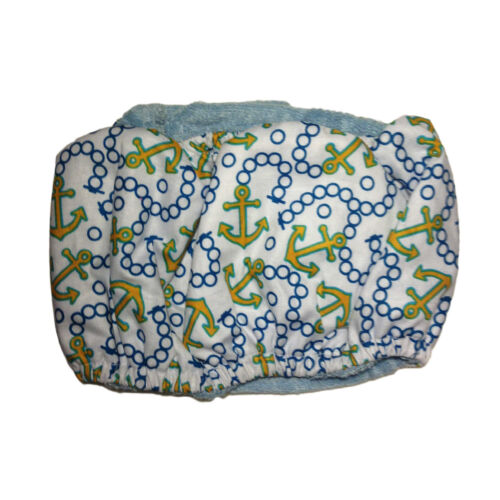 yellow anchor on white belly band - back yellow anchor on white belly band - back