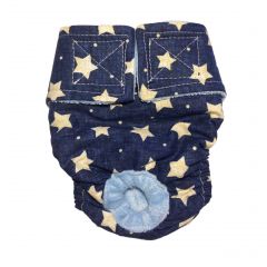 White Stars on Navy Blue Washable Cat Diaper