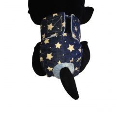 White Stars on Navy Blue Washable Cat Diaper