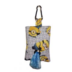 Dog Poop Bag Dispenser made from Despicable Me Minion on White fabric