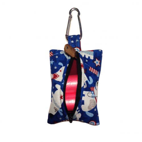 patriotic doggie poop bag dispenser - back open