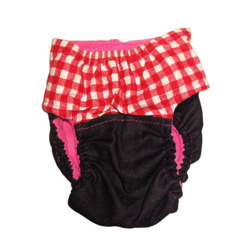 red checker on denim diaper - back red checker on denim diaper - back