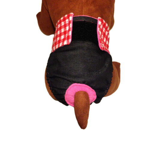 red checker on denim diaper - model 2 red checker on denim diaper - model 2