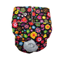 Skelanimal Flowers on Black Premium Waterproof Dog Diaper