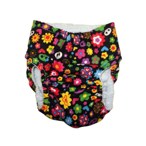 skelanimals flowers on black diaper - back skelanimals flowers on black diaper - back