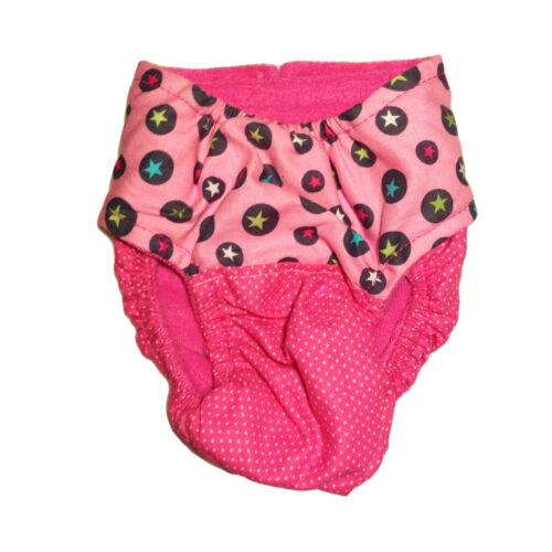 star circles on pink polka dot diaper - back star circles on pink polka dot diaper - back