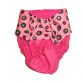 star circles on pink polka dot diaper - back