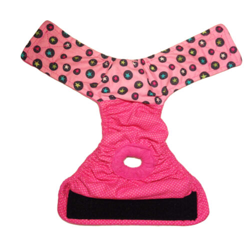 Barkertime Star Circles on Pink Polka Dot Washable Dog Diaper