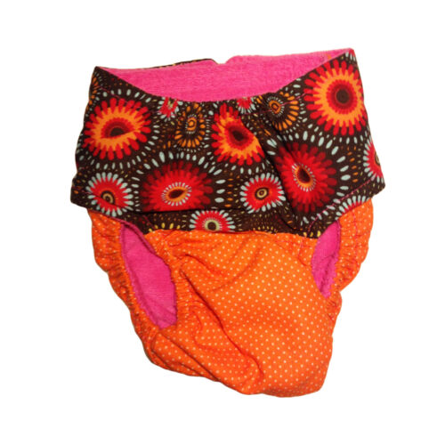 starblast on orange polka dot diaper - back starblast on orange polka dot diaper - back