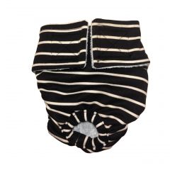 White Stripes on Black Washable Cat Diaper