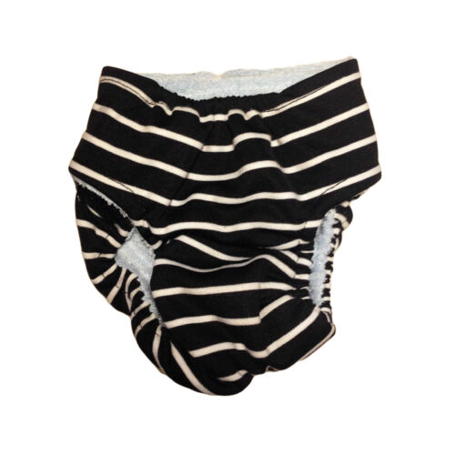 white stripes on black diaper - back white stripes on black diaper - back