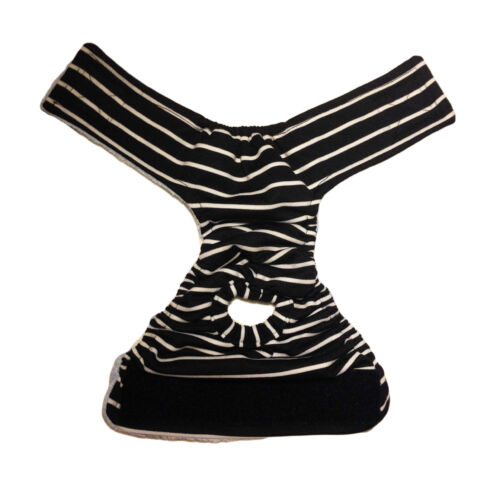 white stripes on black diaper - full white stripes on black diaper - full