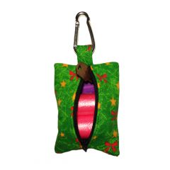 Red Bow on Green Christmas Tree Dog Poop Bag Dispenser