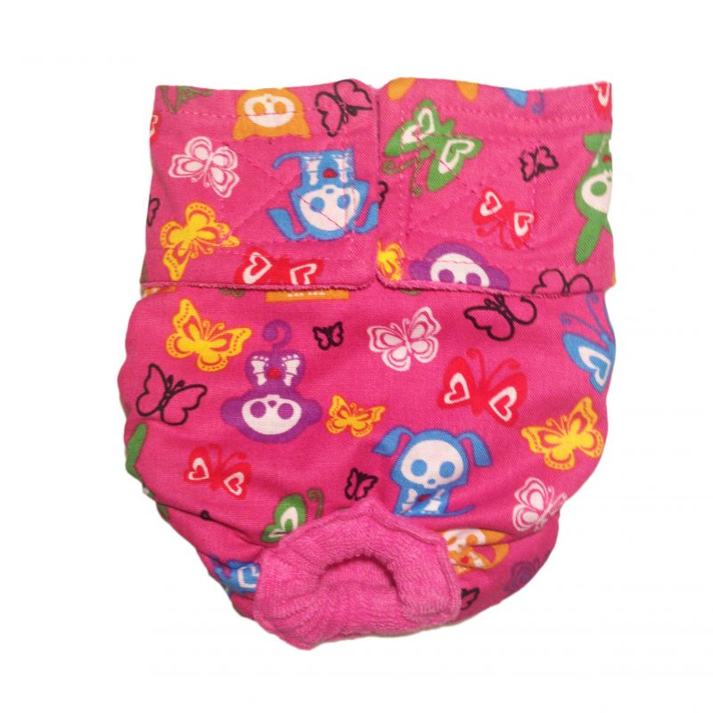 Skeleton Figures on Pink   Cat Diaper