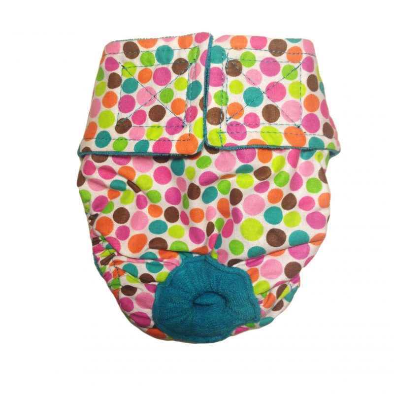 Colorful Polka Dot on White Cat Diaper