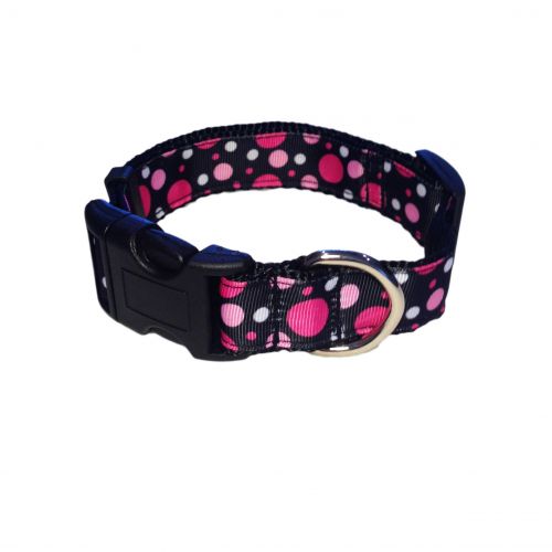 pink and white dots collar