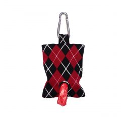 Red Argyle Dog Poop Bag Dispenser