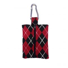 Red Argyle Dog Poop Bag Dispenser