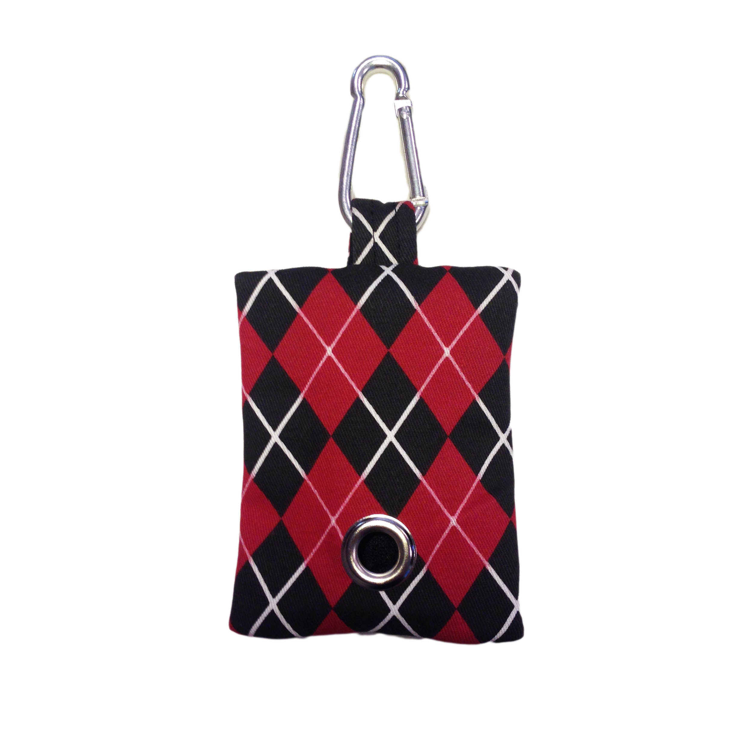 Red Argyle Dog Poop Bag Dispenser - Barkerwear