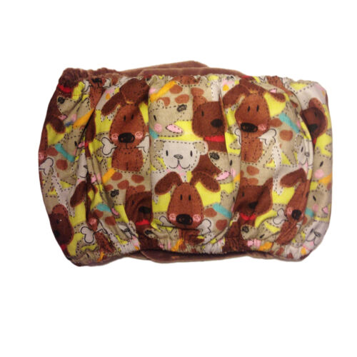 brown doggie with bones belly band - back brown doggie with bones belly band - back