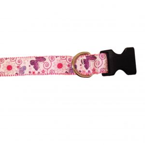Purple Butterfly on White Dog Collar