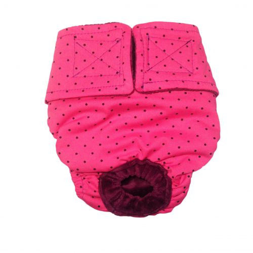 black polka dot on pink diaper