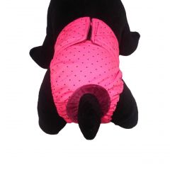 Black Polka Dot on Pink Washable Cat Diaper