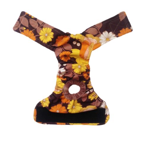 brown and yellow flowers diaper - back open brown and yellow flowers diaper - back open