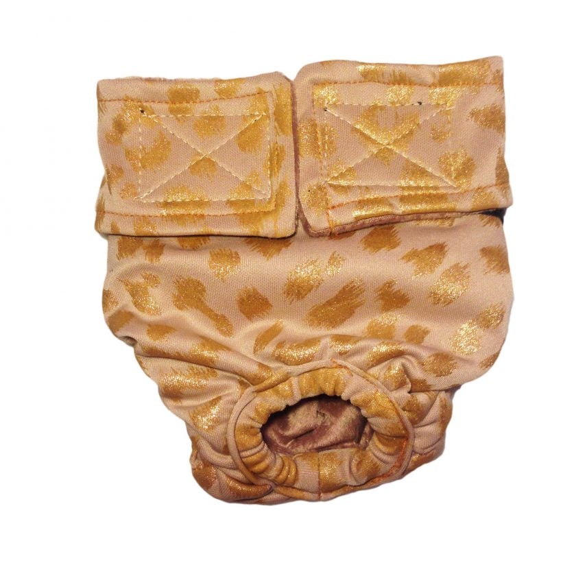 Barkertime Golden Cheetah Dog Diaper Overall