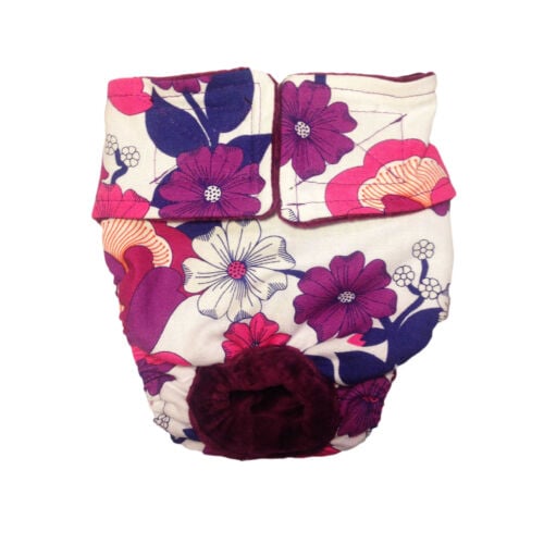 purple flower on white diaper